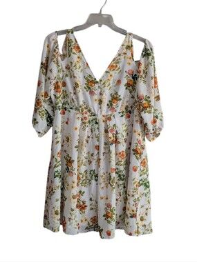 Disney Alice In Wonderland Floral Cold Shoulder Mini Dress Sz.XL